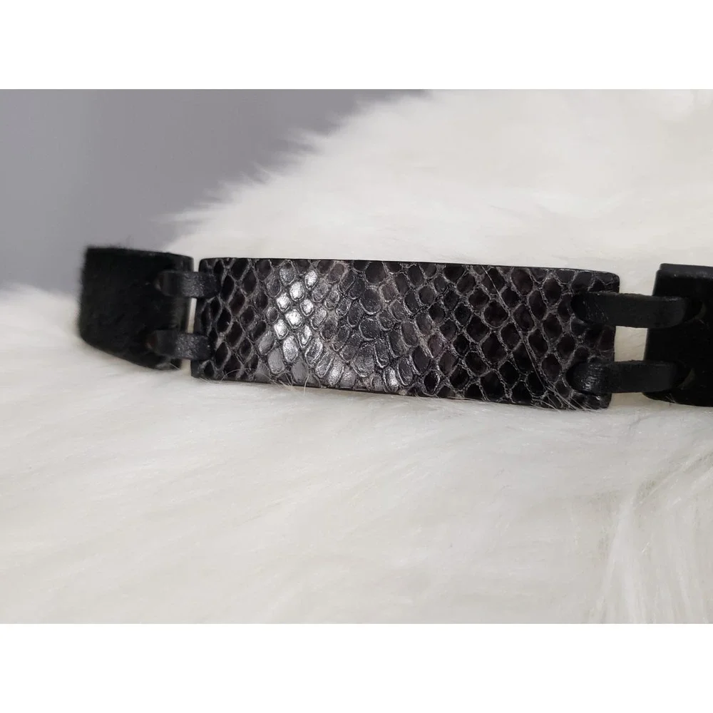 Brighton Belt XL 36 Leather Snakeskin Calf Hair Leather‎ Black Rope Simple WOmen